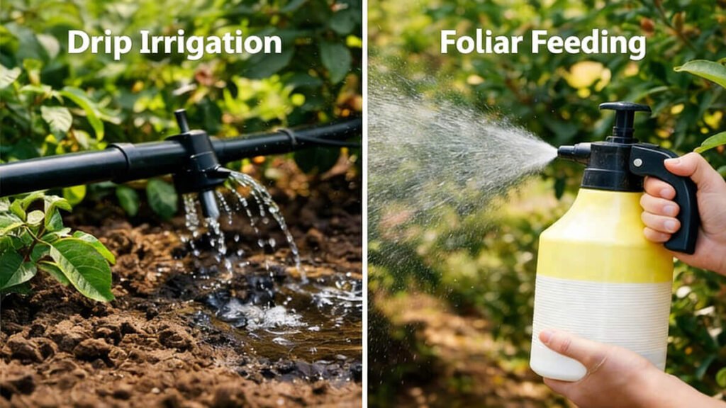 Drip Irrigation and Foliar Feeding