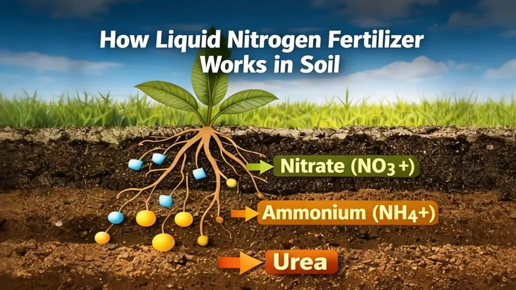 How Liquid Nitrogen Fertilizer Words in Soil