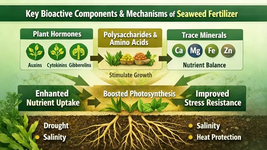 Key Bioactive Componests & Mechanisms of Seaweed Fertilizer