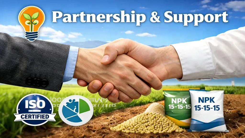 Reliable NPK fertilizer supplier partnership with technical support, ISO certification, and agricultural services