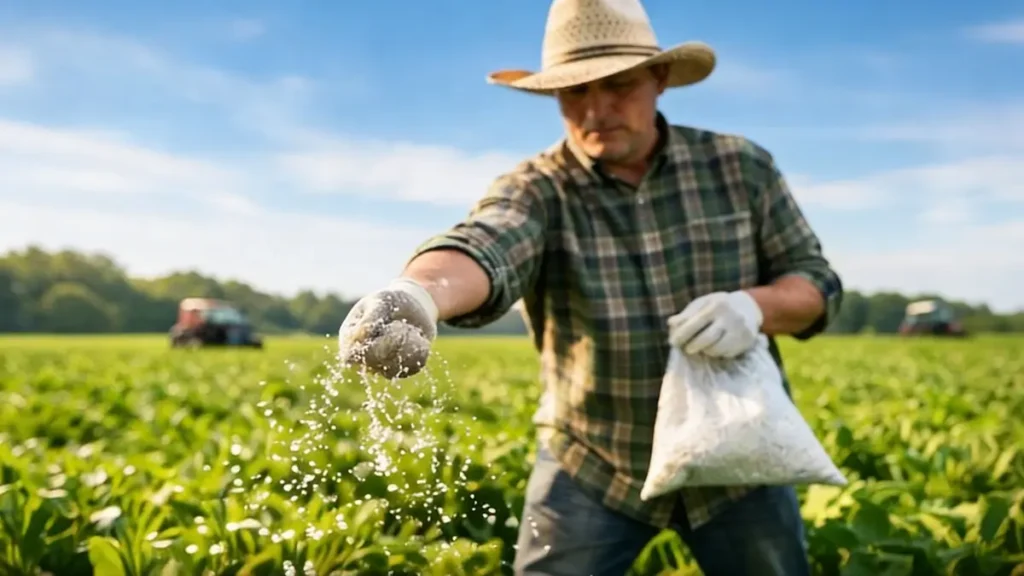 farmers applying NPK fertilizer amid global supply shortage and rising prices